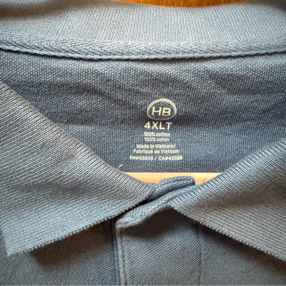 Men’s Harbor Bay Classic Blue Long Sleeve Polo 4XLT - Picture 2 of 4